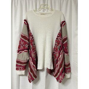 Free People We The Free Say It Loud Textured Oversized 3D Knit Thermal Top L